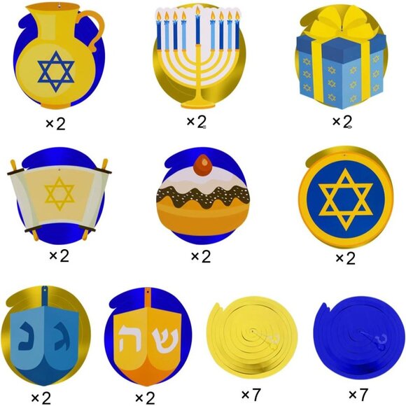 Hanukkah Decorations Swirls 30PCS Jewish Festival Party Hanging Decor Set With M - Picture 3 of 4